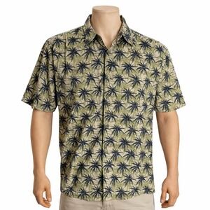 Cooke Street‎ Hawaiian Aloha Shirt XL Palm Tree Leaf Fronds Floral Green Black